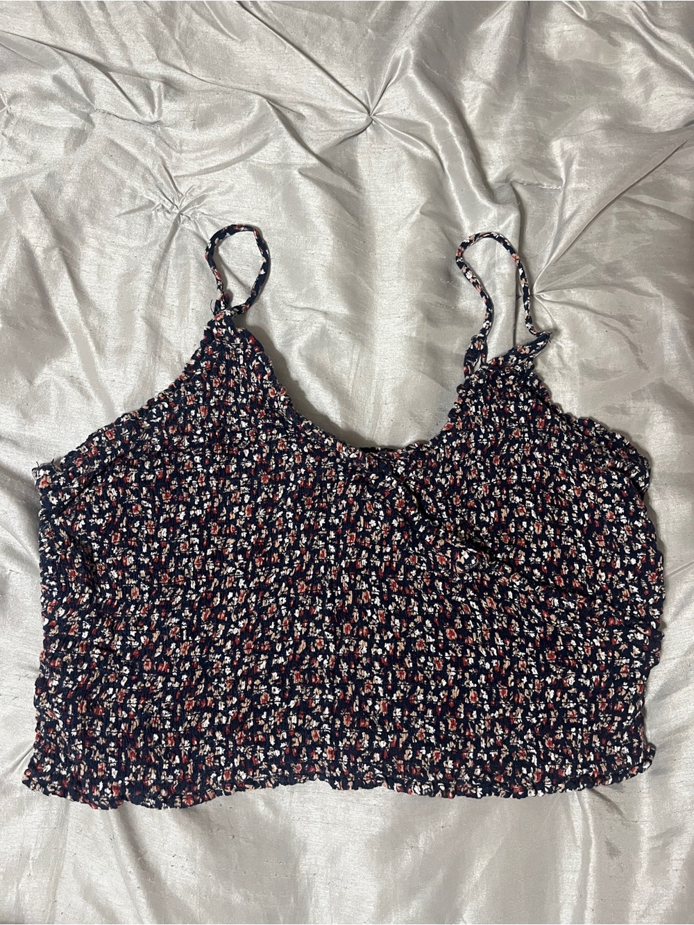 Hollister Navy Smocked Cami with Red & White Floral